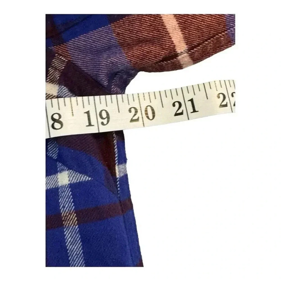 J. Crew Women's XS Blue Plaid Flannel Button-Up Shirt Long Sleeve Collared - Picture 5 of 7